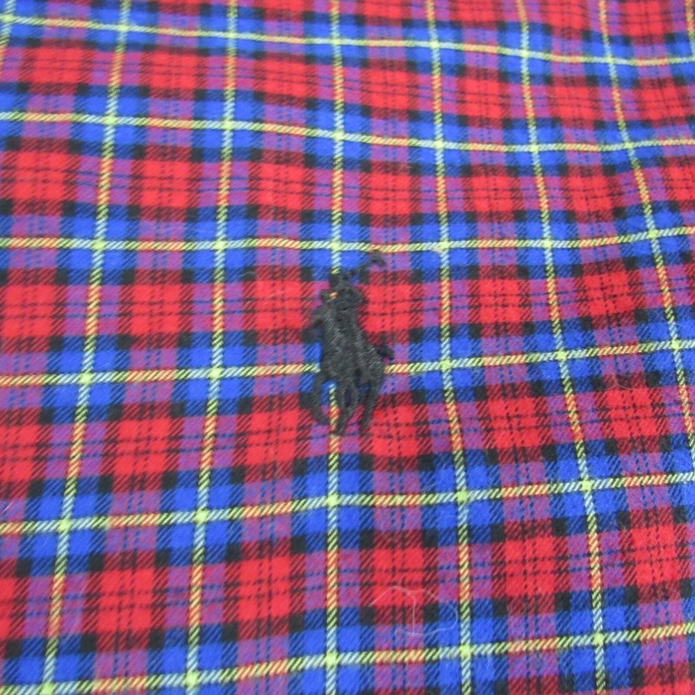 Ralph Lauren Shirt Men's Medium Button Down Red Tartan Plaid Black Pony Logo